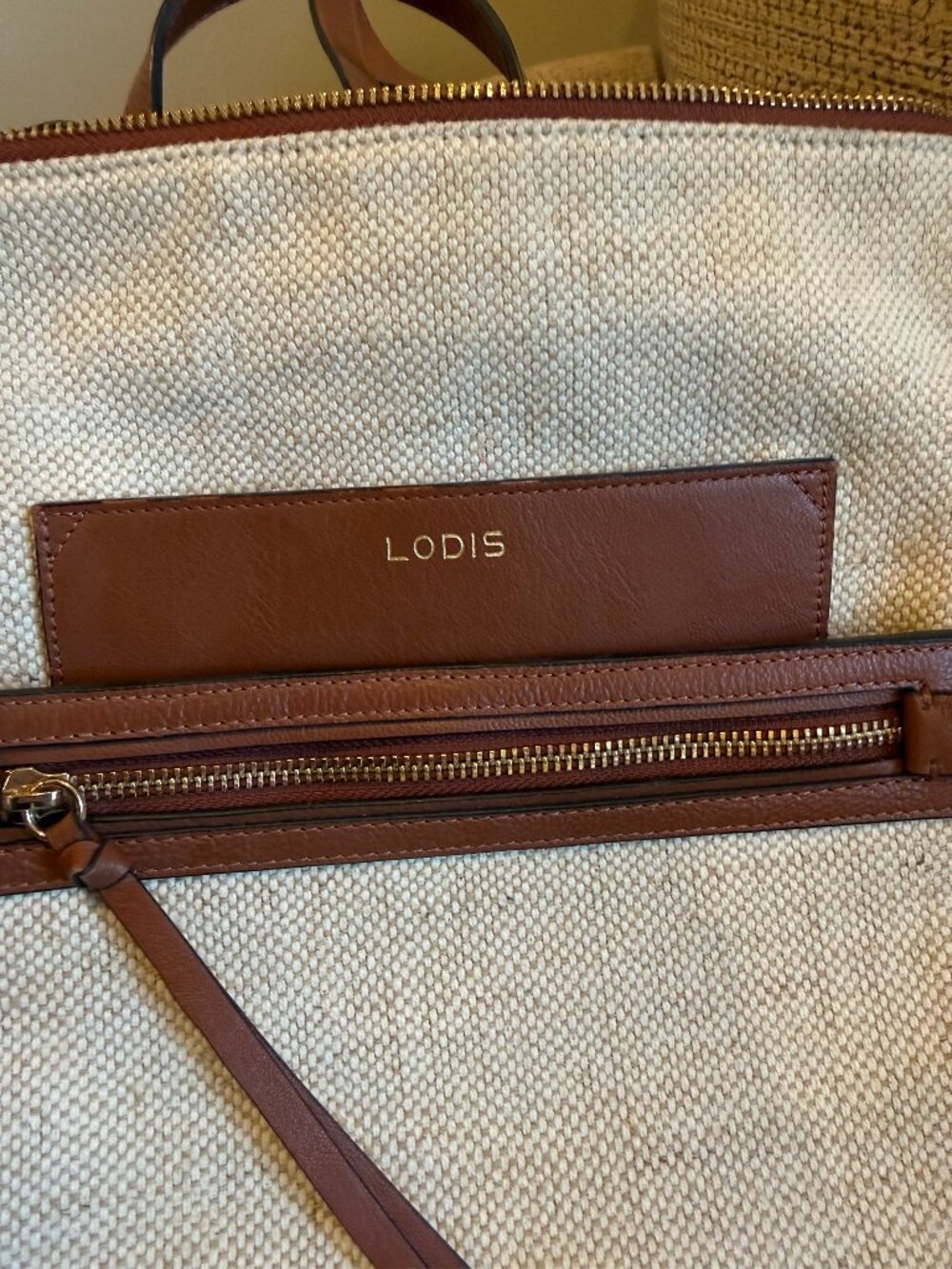 Lodis Canvas Leather Pippa Backpack Tan Trim Convertible Travel Bag - Picture 3 of 9